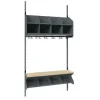 Børnegarderobe BST Kombination C, Startsektion 4 pladser B 1000 mm, mørk grå