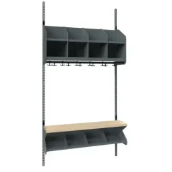 Børnegarderobe BST Kombination C, Startsektion 4 pladser B 1000 mm, mørk grå