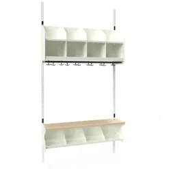 Børnegarderobe BST Kombination C, Startsektion 4 pladser B 1000 mm, hvid