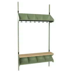 Børnegarderobe BST Kombination G, Startsektion 4 pladser B 1000 mm, grøn