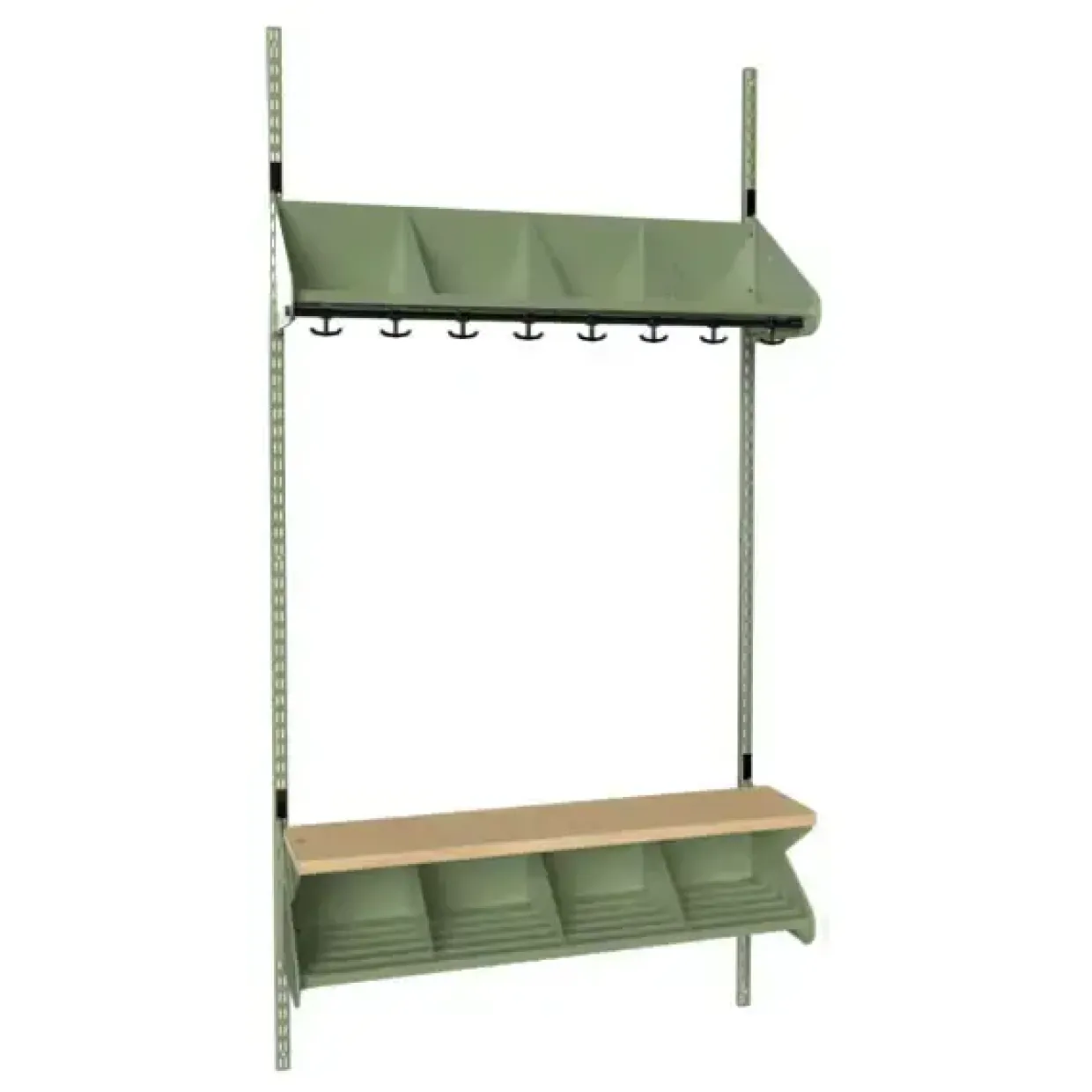 Børnegarderobe BST Kombination G, Startsektion 4 pladser B 1000 mm, grøn