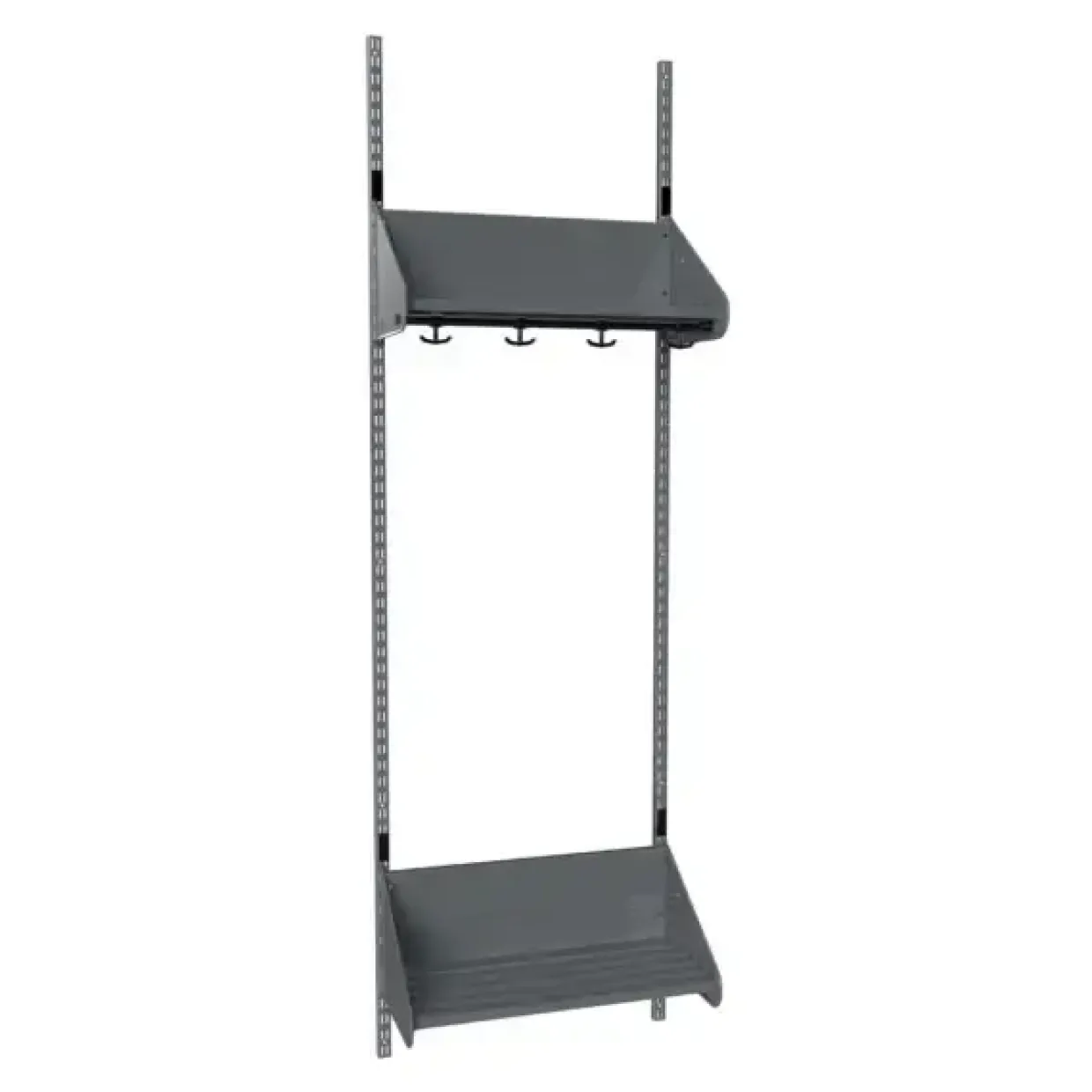 Børnegarderobe BST Kombination F, Startsektion 2 pladser B 600 mm, mørk grå