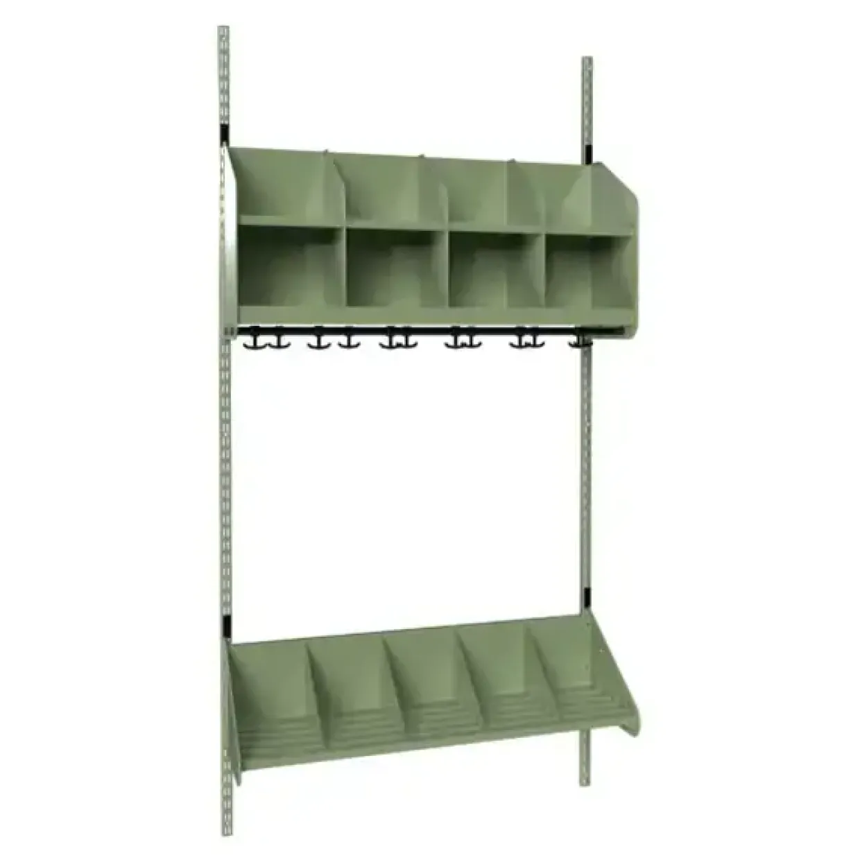 Børnegarderobe BST Kombination A, Startsektion 4 pladser B 1000 mm, grøn
