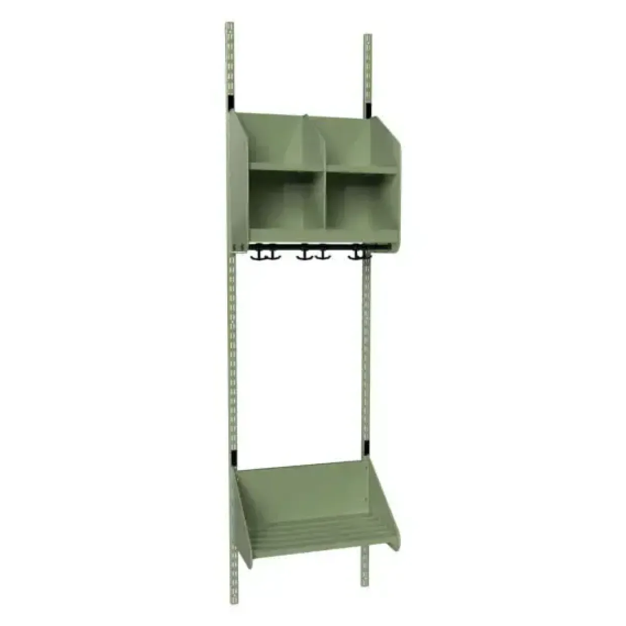Børnegarderobe BST Kombination E, Startsektion 4 pladser B 1000 mm, mørk grå