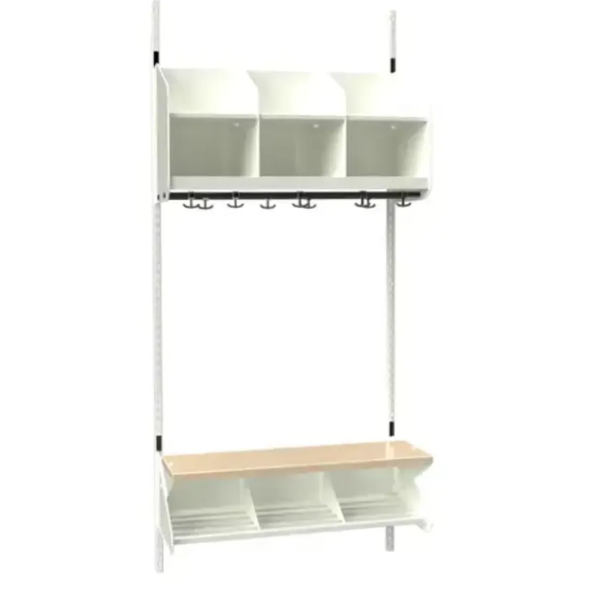 Børnegarderobe BST Kombination E, Startsektion 2 pladser B 500 mm, hvid