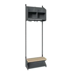 Børnegarderobe BST Kombination D, Startsektion 2 pladser B 600 mm, mørk grå
