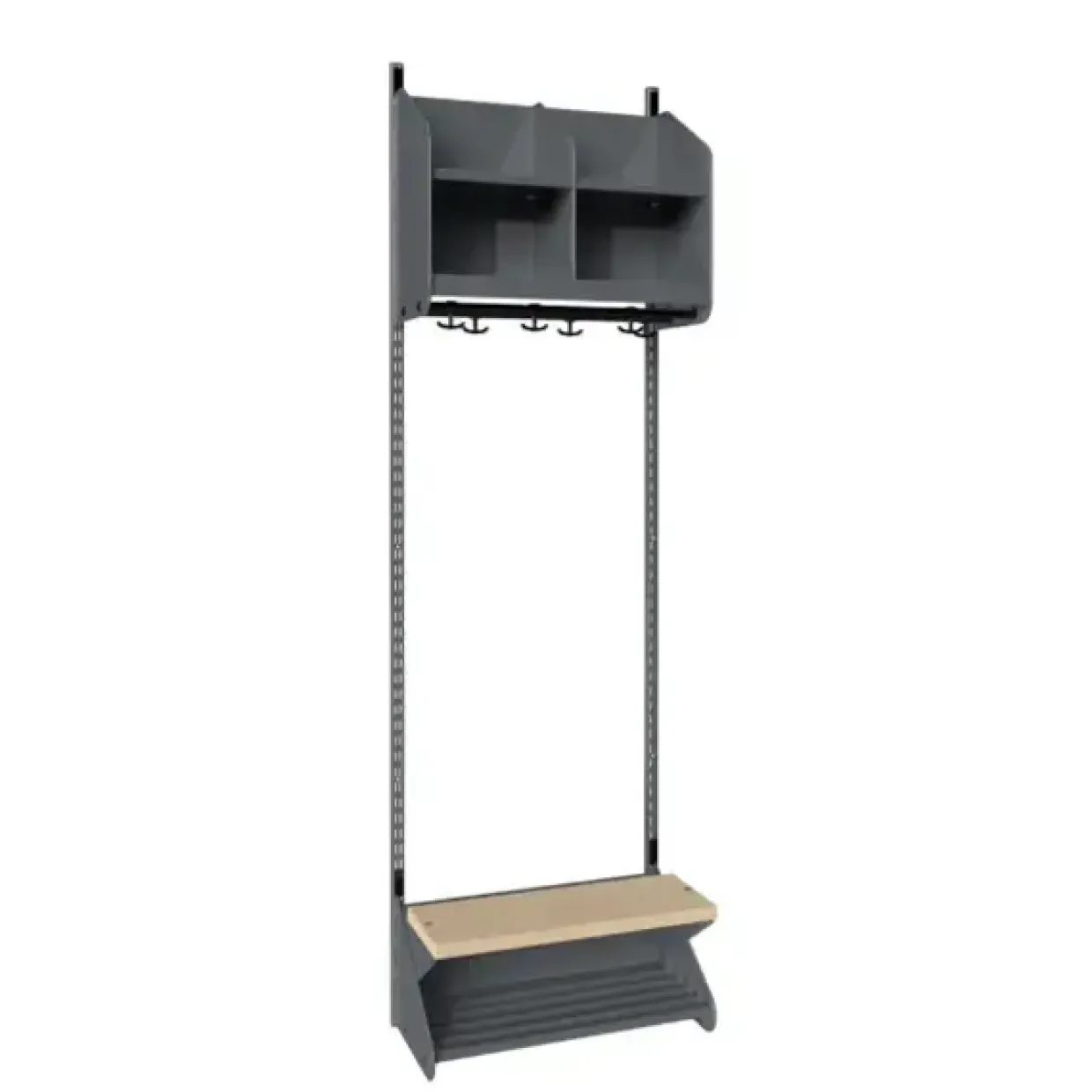 Børnegarderobe BST Kombination D, Startsektion 2 pladser B 600 mm, mørk grå