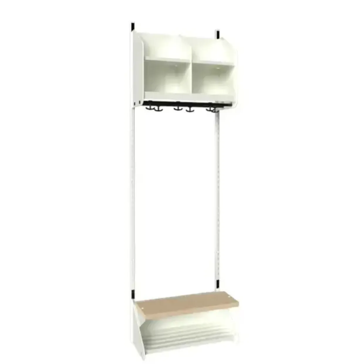Børnegarderobe BST Kombination D, Startsektion 2 pladser B 600 mm, hvid