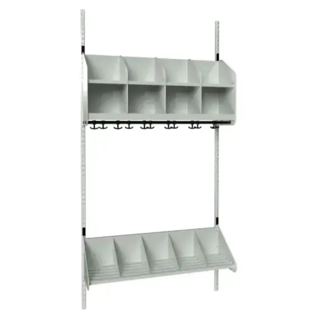 Børnegarderobe BST Kombination A, Startsektion 4 pladser B 1000 mm, lys grå
