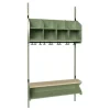 Børnegarderobe BST Kombination D, Startsektion 4 pladser B 1000 mm, grøn