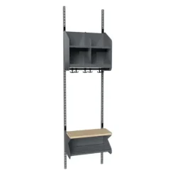 Børnegarderobe BST Kombination D, Startsektion 2 pladser B 500 mm, mørk grå