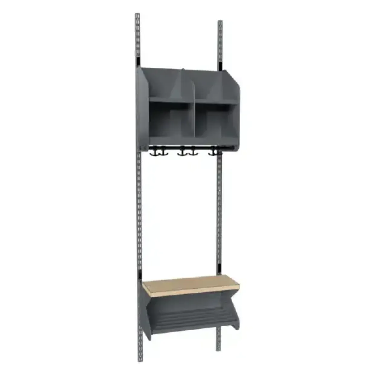 Børnegarderobe BST Kombination D, Startsektion 2 pladser B 500 mm, mørk grå