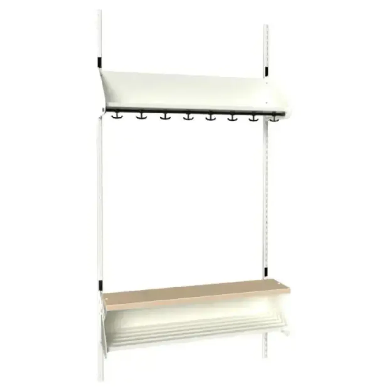 Børnegarderobe BST Kombination H, Startsektion 4 pladser B 1000 mm, hvid