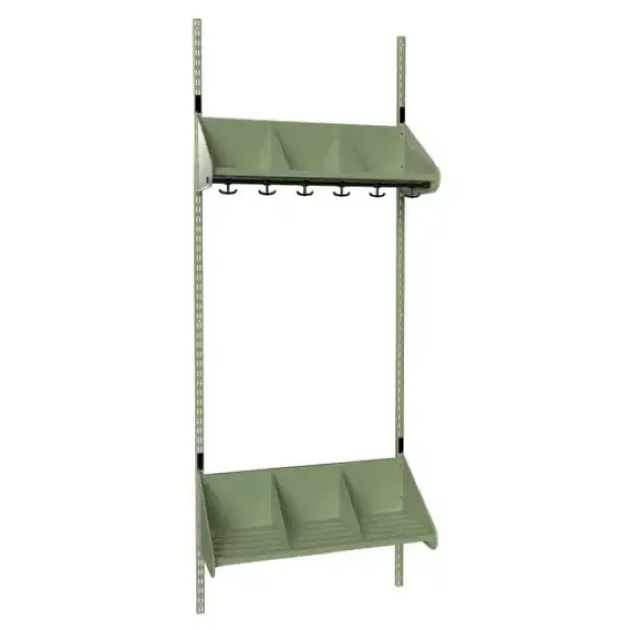 Børnegarderobe BST Kombination E, Startsektion 3 pladser B 750 mm, grøn