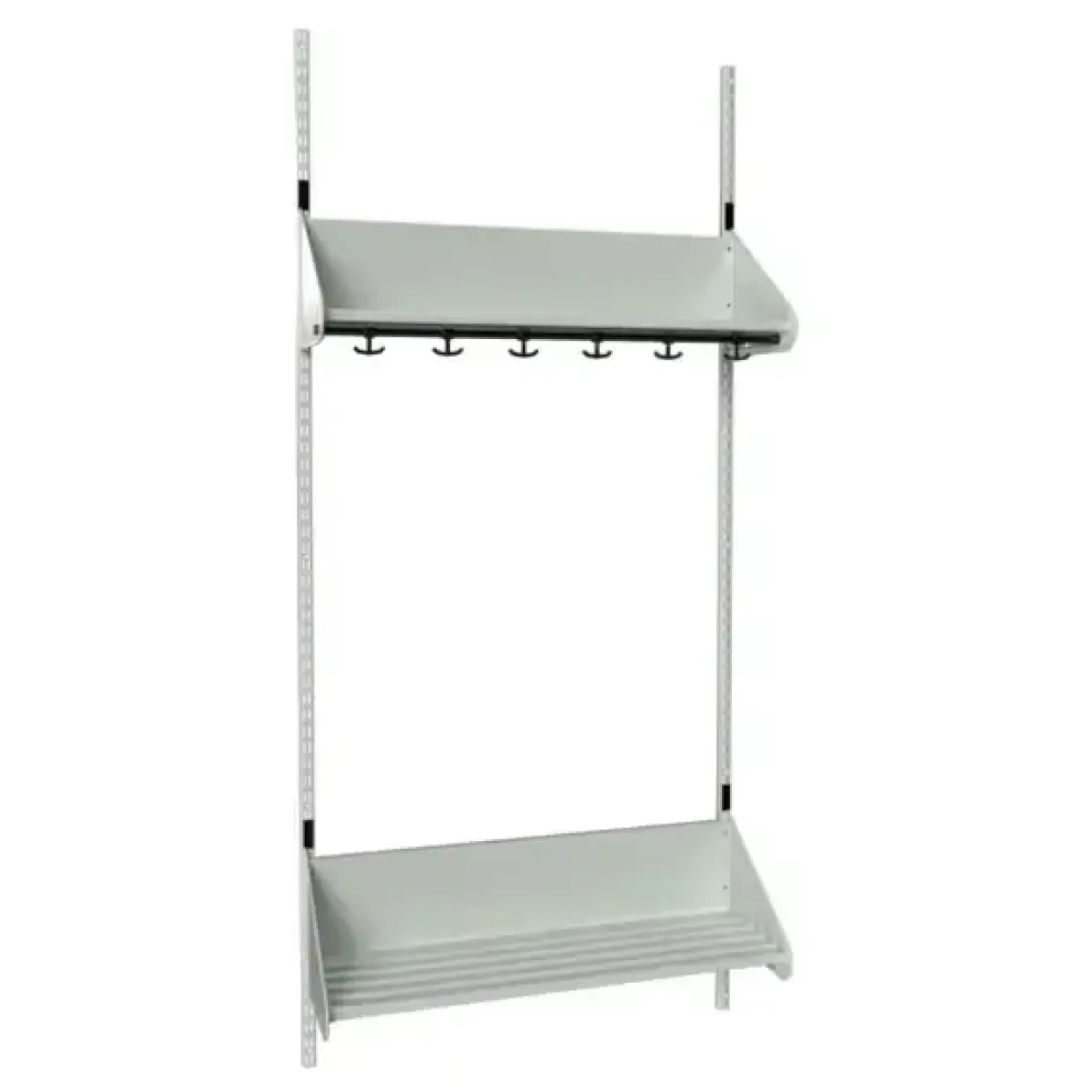 Børnegarderobe BST Kombination F, Startsektion 2 pladser B 500 mm, mørk grå