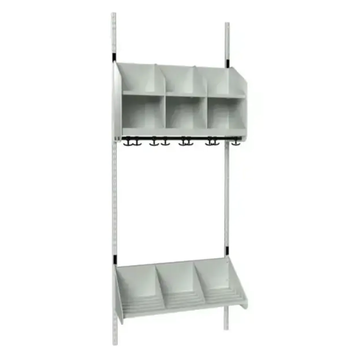 Børnegarderobe BST Kombination A, Startsektion 3 pladser B 750 mm, lys grå
