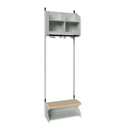 Børnegarderobe BST Kombination D, Startsektion 2 pladser B 600 mm, lys grå