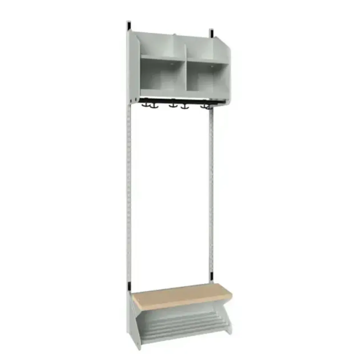 Børnegarderobe BST Kombination G, Startsektion 2 pladser B 500 mm, mørk grå
