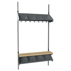 Børnegarderobe BST Kombination G, Startsektion 4 pladser B 1000 mm, mørk grå