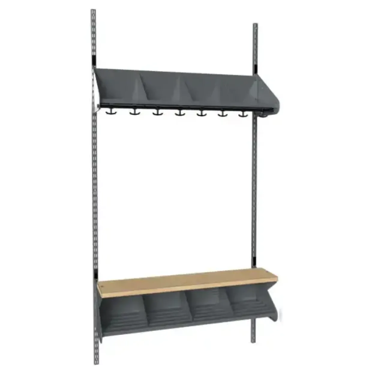 Børnegarderobe BST Kombination G, Startsektion 4 pladser B 1000 mm, mørk grå