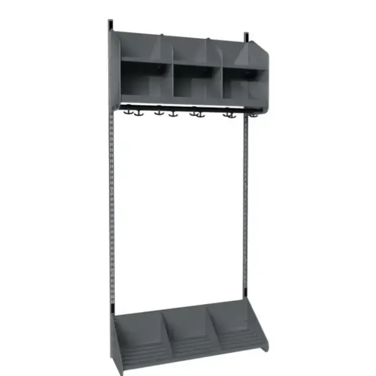 Børnegarderobe BST Kombination A, Startsektion 3 pladser B 900 mm, mørk grå
