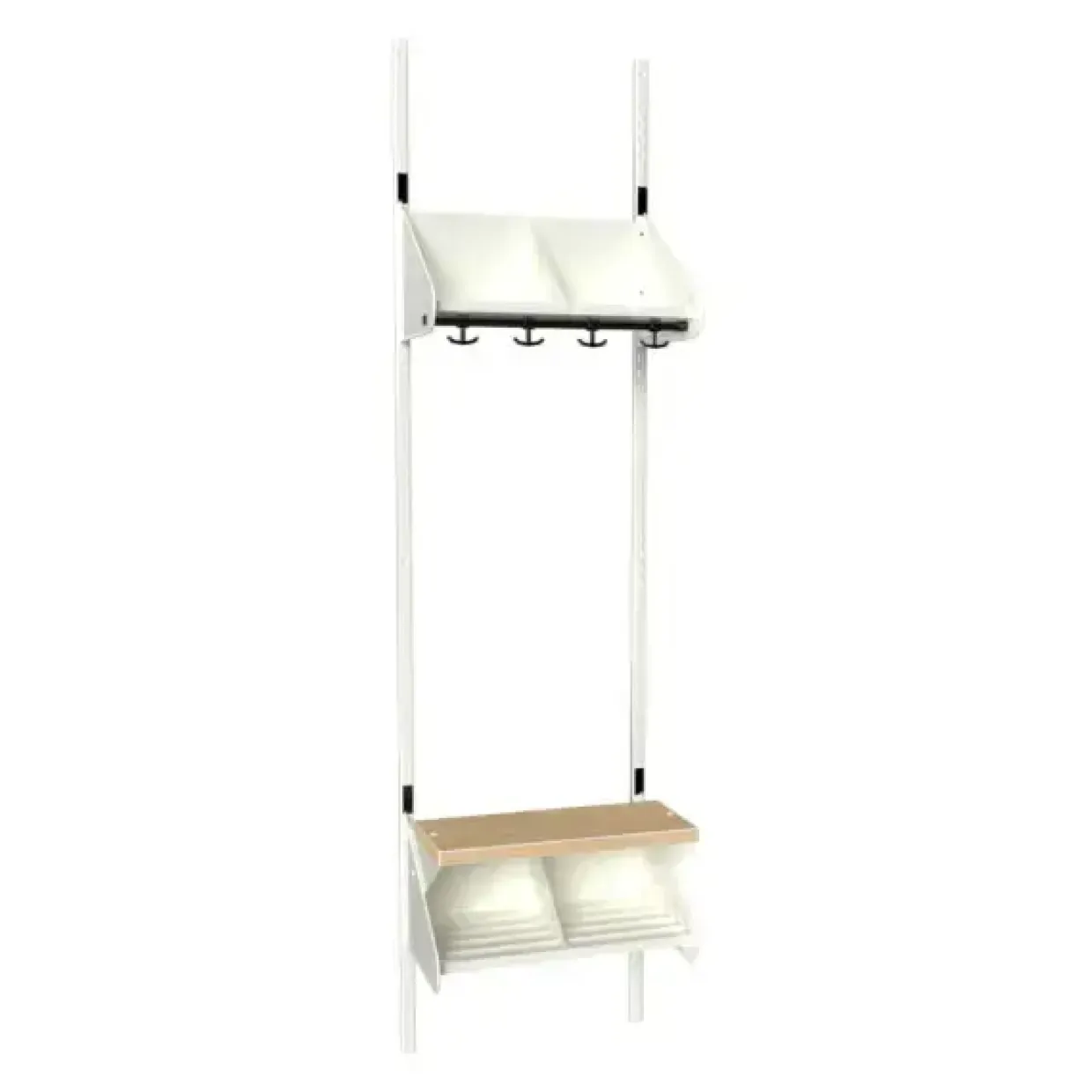 Børnegarderobe BST Kombination G, Startsektion 2 pladser B 500 mm, hvid