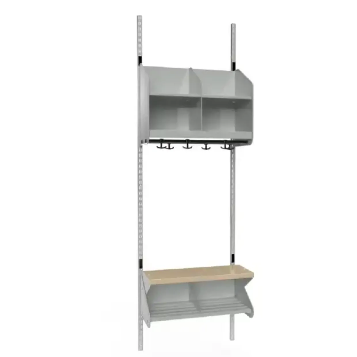 Børnegarderobe BST Kombination C, Startsektion 3 pladser B 900 mm, mørk grå