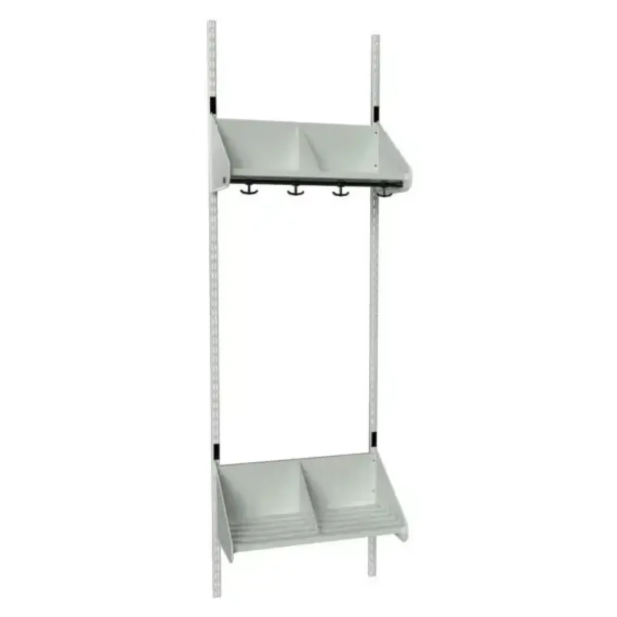 Børnegarderobe BST Kombination E, Startsektion 2 pladser B 600 mm, lys grå