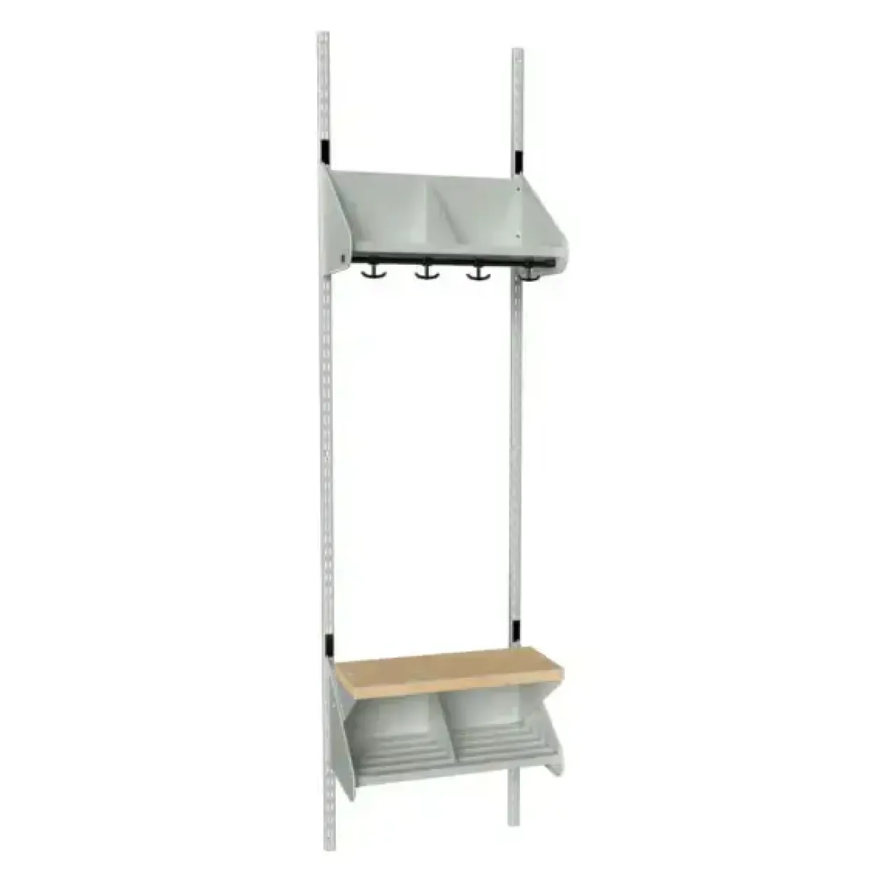 Børnegarderobe BST Kombination G, Startsektion 2 pladser B 500 mm, lys grå