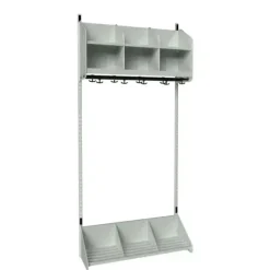 Børnegarderobe BST Kombination F, Startsektion 4 pladser B 1000 mm, hvid