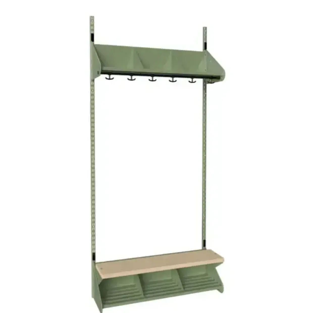 Børnegarderobe BST Kombination G, Startsektion 3 pladser B 900 mm, grøn