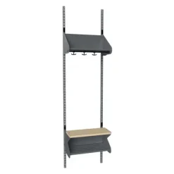 Børnegarderobe BST Kombination H, Startsektion 2 pladser B 500 mm, mørk grå