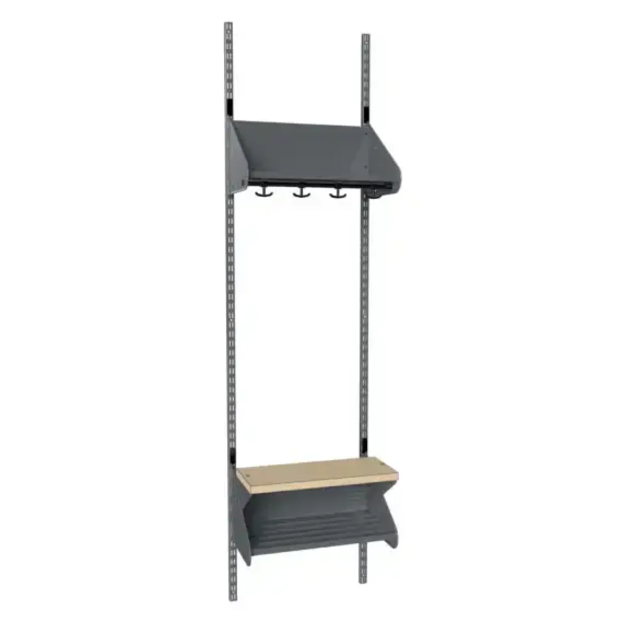 Børnegarderobe BST Kombination H, Startsektion 2 pladser B 500 mm, mørk grå