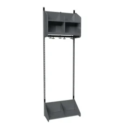 Børnegarderobe BST Kombination F, Startsektion 2 pladser B 500 mm, lys grå