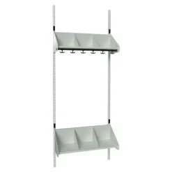 Børnegarderobe BST Kombination E, Startsektion 3 pladser B 750 mm, lys grå
