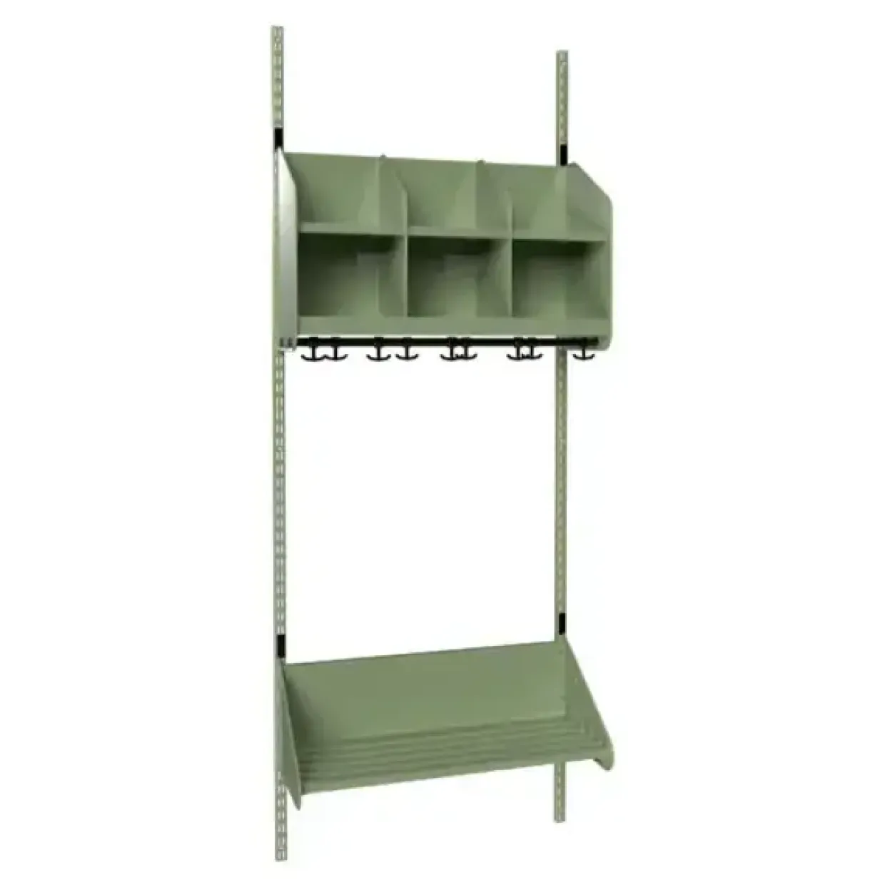 Børnegarderobe BST Kombination B, Startsektion 3 pladser B 750 mm, grøn