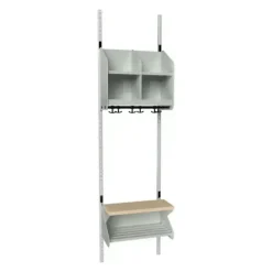 Børnegarderobe BST Kombination D, Startsektion 2 pladser B 500 mm, lys grå