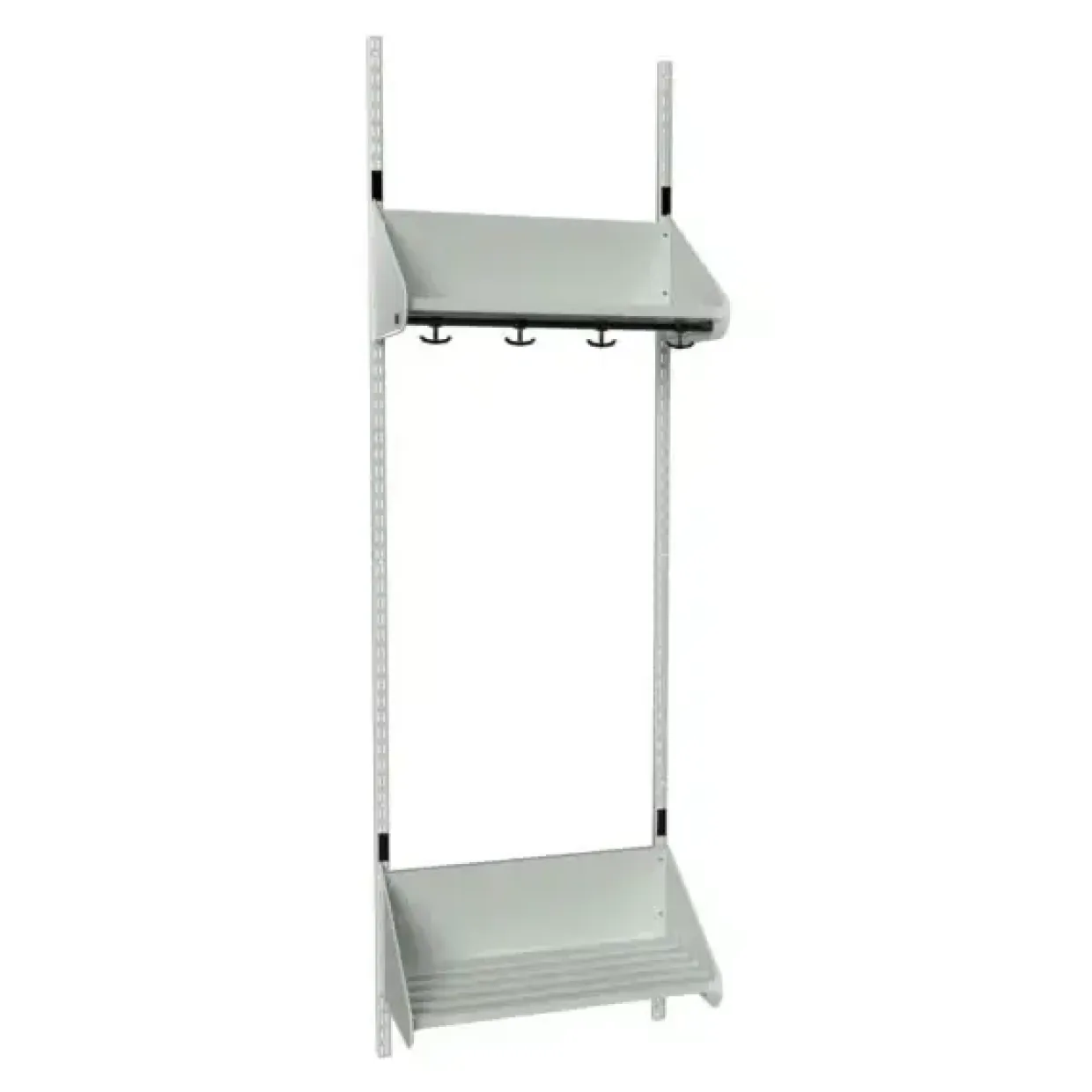 Børnegarderobe BST Kombination F, Startsektion 2 pladser B 600 mm, lys grå