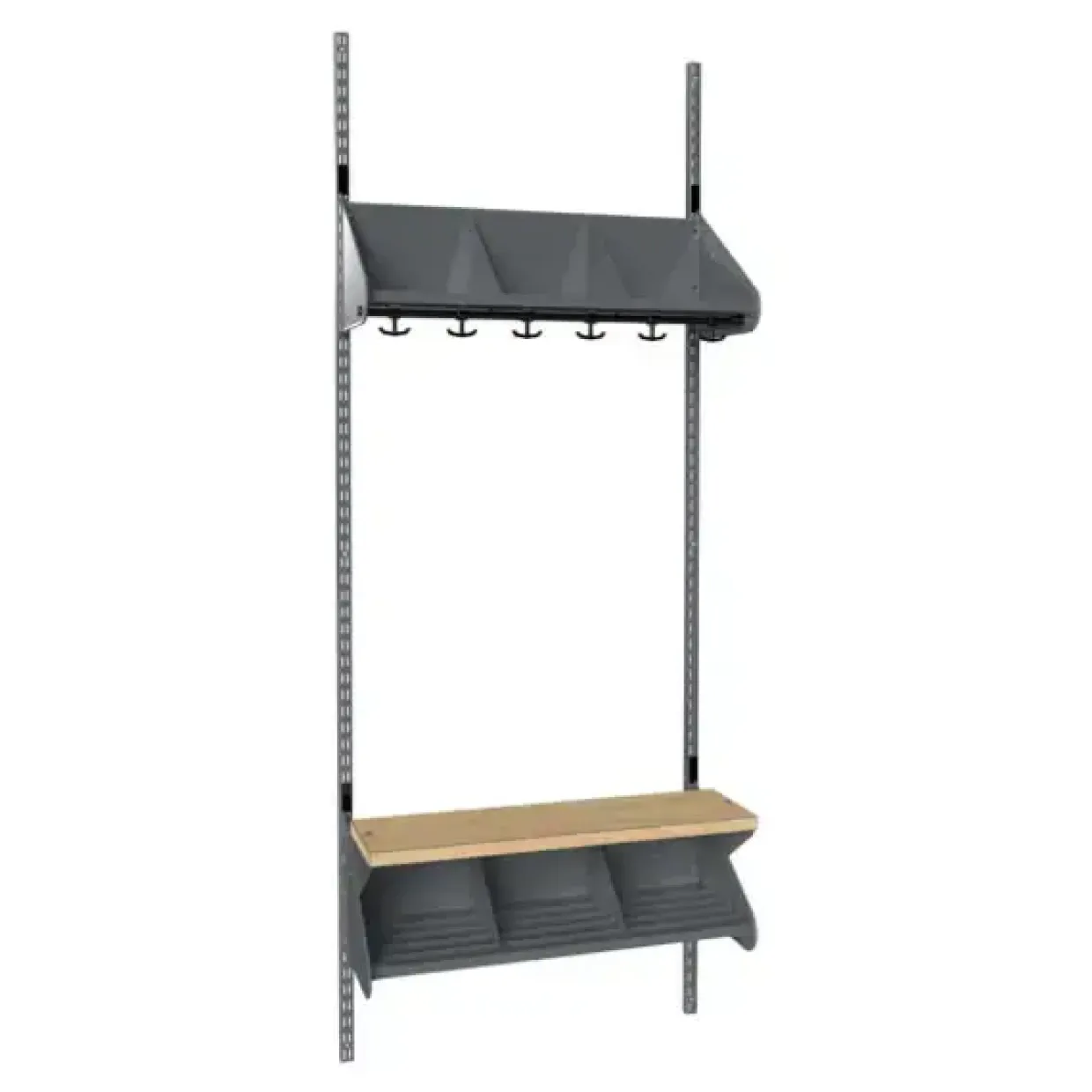 Børnegarderobe BST Kombination C, Startsektion 2 pladser B 600 mm, hvid