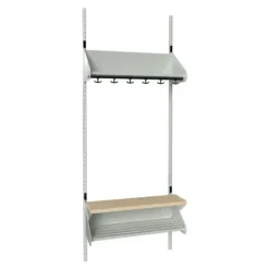 Børnegarderobe BST Kombination H, Startsektion 3 pladser B 750 mm, lys grå