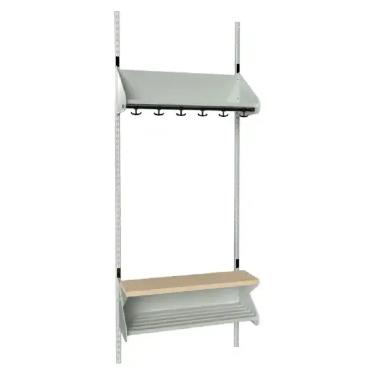 Børnegarderobe BST Kombination H, Startsektion 3 pladser B 750 mm, mørk grå