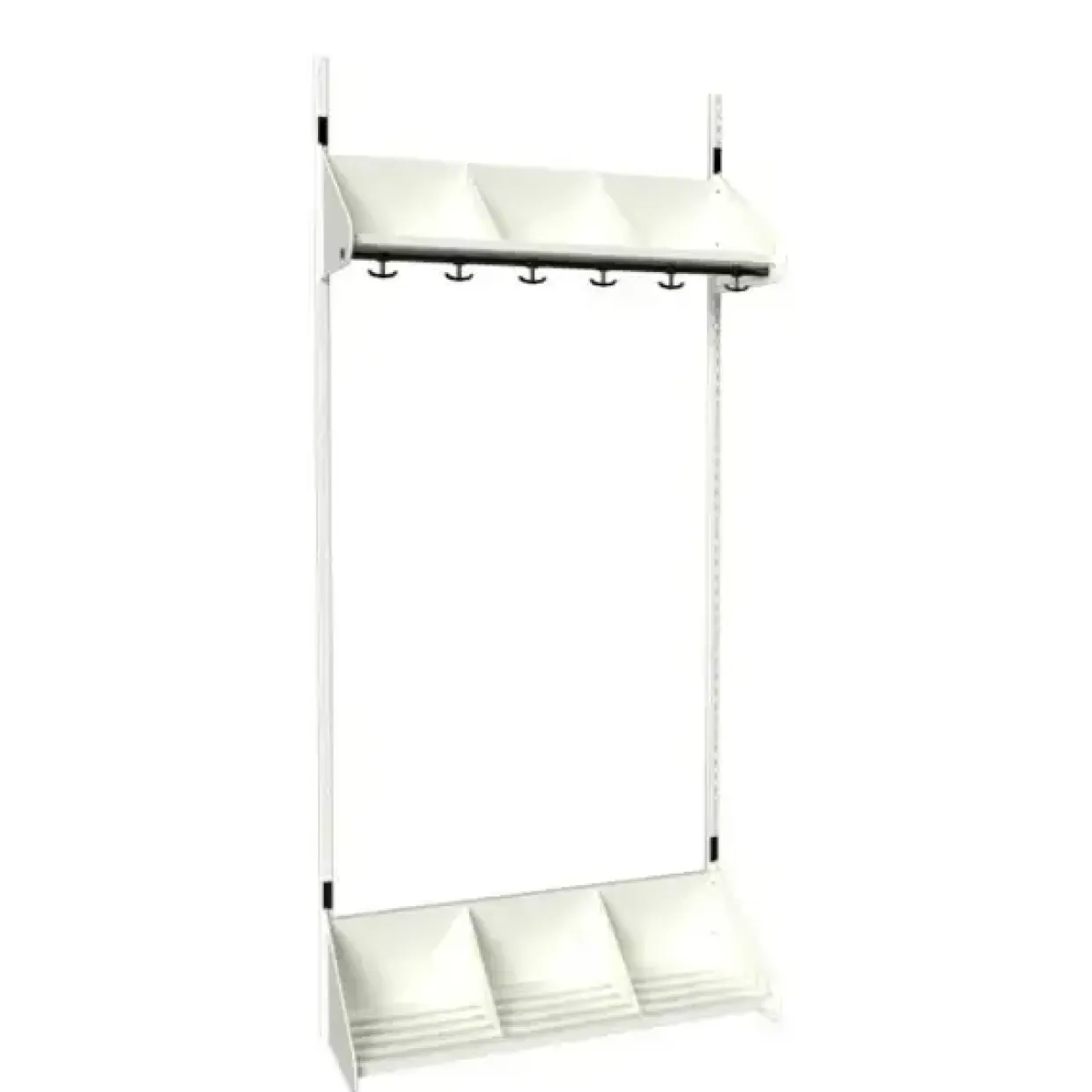 Børnegarderobe BST Kombination H, Startsektion 3 pladser B 900 mm, lys grå