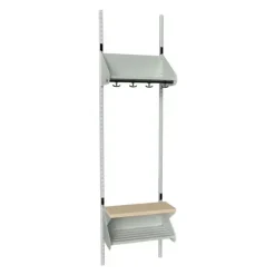 Børnegarderobe BST Kombination H, Startsektion 2 pladser B 500 mm, lys grå