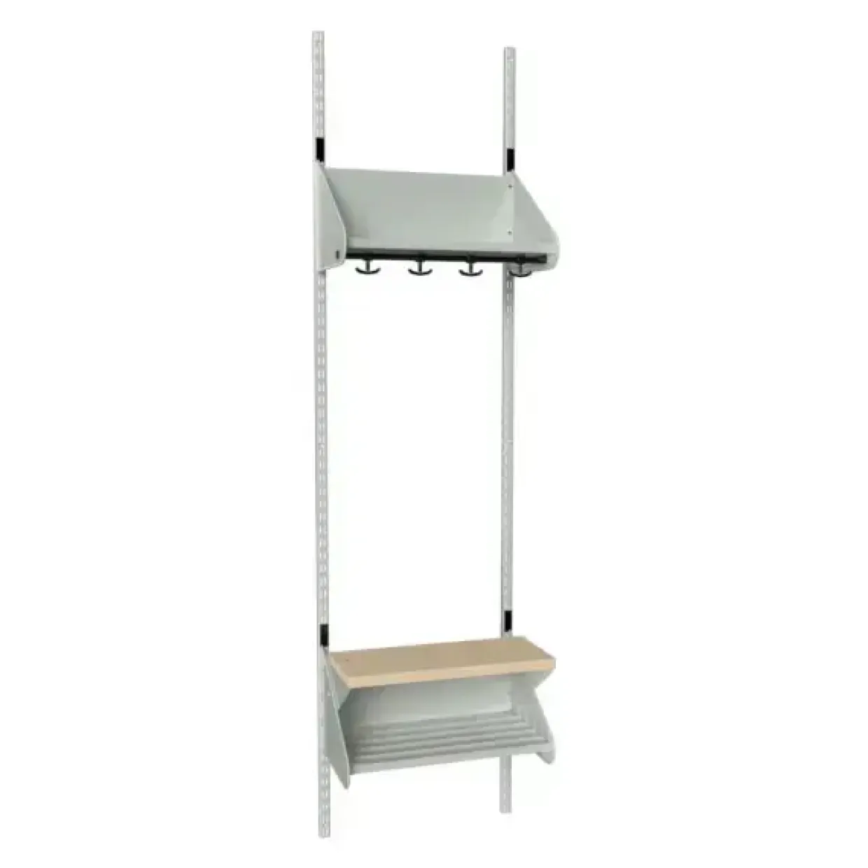 Børnegarderobe BST Kombination H, Startsektion 2 pladser B 500 mm, lys grå