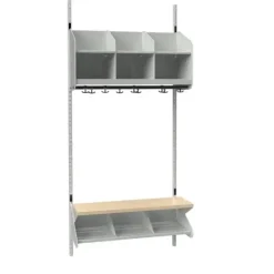 Børnegarderobe BST Kombination C, Startsektion 3 pladser B 900 mm, lys grå