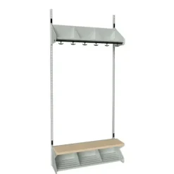 Børnegarderobe BST Kombination G, Startsektion 3 pladser B 900 mm, lys grå