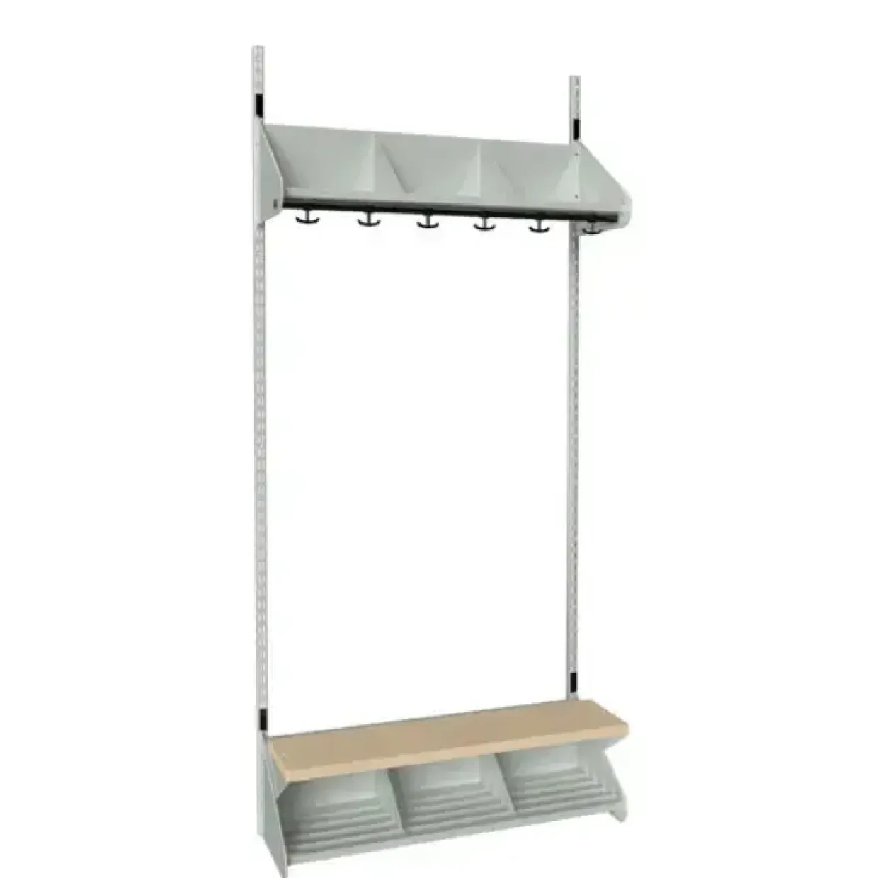Børnegarderobe BST Kombination G, Startsektion 3 pladser B 900 mm, lys grå