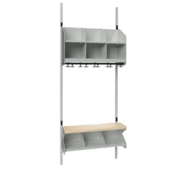 Børnegarderobe BST Kombination C, Startsektion 3 pladser B 750 mm, lys grå
