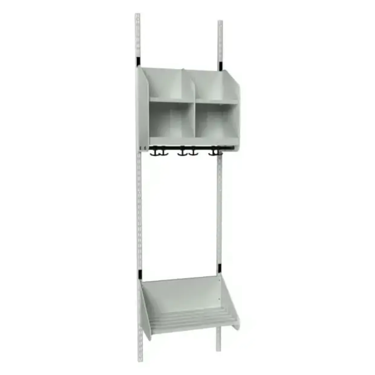 Børnegarderobe BST Kombination G, Startsektion 2 pladser B 600 mm, lys grå