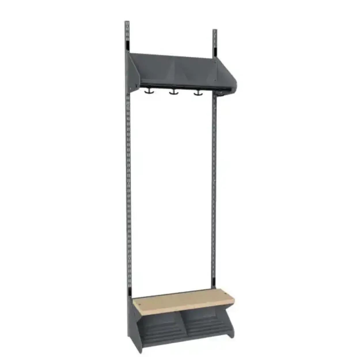 Børnegarderobe BST Kombination G, Startsektion 2 pladser B 600 mm, mørk grå